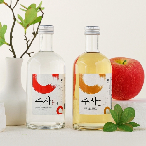 술마켓 예산사과와인 추사백25세트 25도 350mlx2병 추사백오크x1,추사백x1,온더락잔