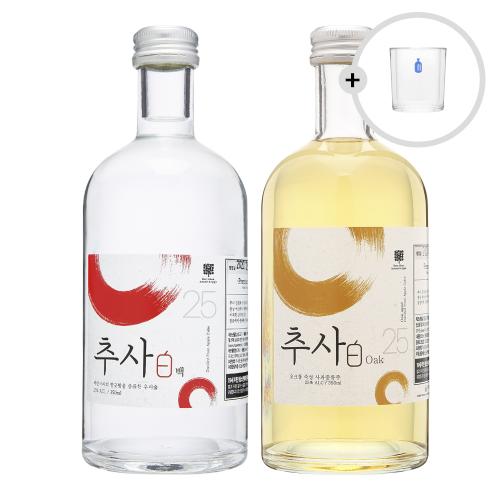 술마켓 예산사과와인 추사백25세트 25도 350mlx2병 추사백오크x1,추사백x1,온더락잔