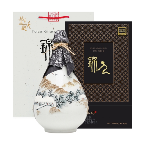 술마켓 금산인삼주 프리미엄 정성도자기선물세트 43도 1000ml 김창수명인