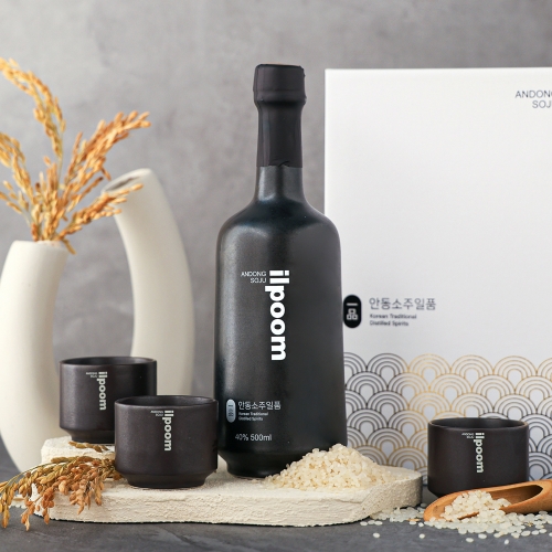 술마켓 안동소주 일품 골드블랙세트 40도 500ml 전용잔3 오크숙성주
