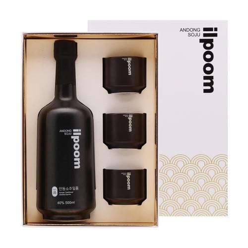 술마켓 안동소주 일품 골드블랙세트 40도 500ml 전용잔3 오크숙성주