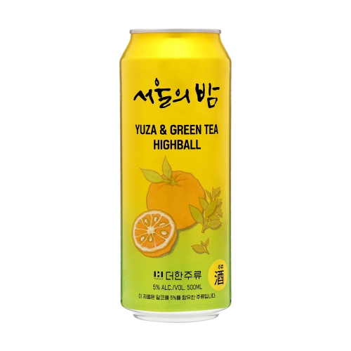 술마켓 더한 서울의밤 유자&녹차하이볼 5도 500ml 하동녹차,고흥유자