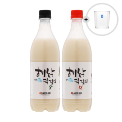 술마켓 삼산주조장 해남찹쌀생막걸리세트 750mlx2_9도,12도 온더락잔 증정