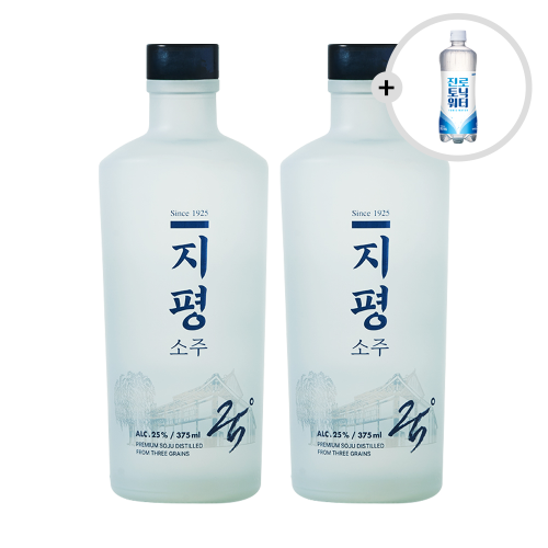 [토닉 증정] 프리미엄 지평소주 25도 375mlx2 쌀,보리,수수 블렌딩 발효증류주