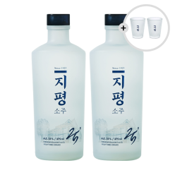 [지평소주 전용잔 증정] 프리미엄 지평소주 25도 375mlx2 쌀,보리,수수 블렌딩 발효증류주