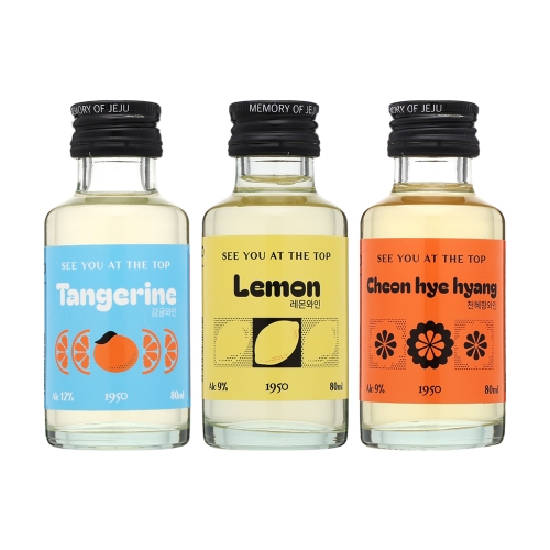 술마켓 제주양조장 1950 미니어쳐와인세트 80mlx3_천혜향,감귤,레몬