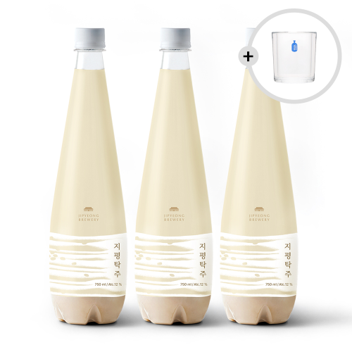 술마켓 프리미엄 지평탁주 12도 750mlx3 누룩 블렌딩 발효_온더락잔