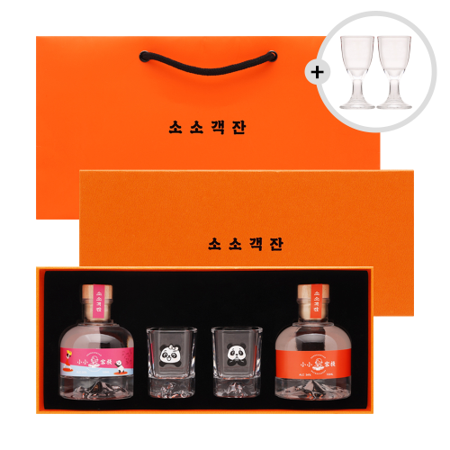 술마켓 한국고량주 소소객잔고량주세트 110mlx2_푸바오 변색잔x2 서울고량주잔 2P 증정