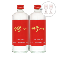 술마켓 한국고량주 레드 35도 375ml x2병 서울고량주잔 2P 증정