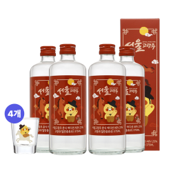 서울고량주 춘식 에디션 25도 375ml x4 26년 붉은말 춘식이 변색잔