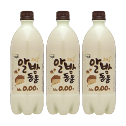 우리술 톡쏘는 알밤동동 제로 0.00% 750mlx3 무알콜릭 알밤막걸리맛