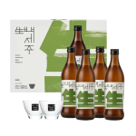 국순당 생 백세주 선물세트 13도 375mlx4, 백세주전용잔 2P 무료배송