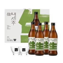 국순당 생 백세주 선물세트 13도 375mlx4, 백세주전용잔 2P 무료배송