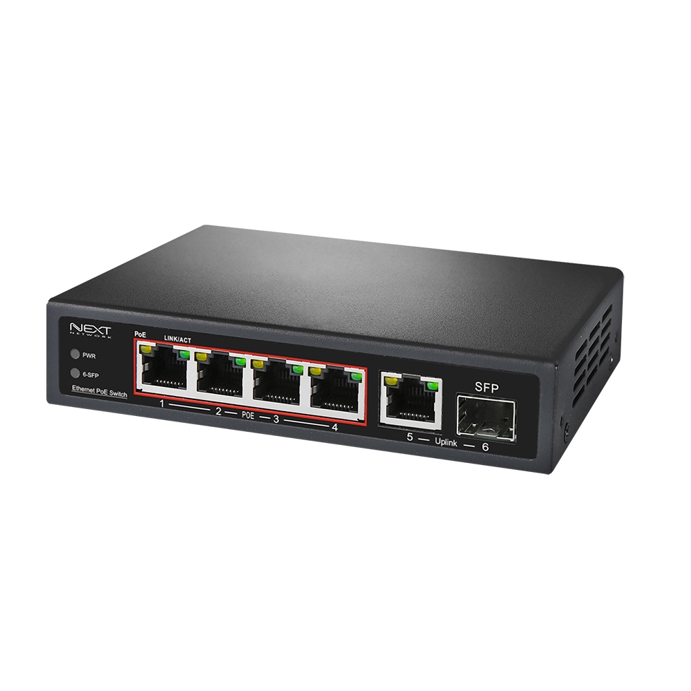 이지넷 CCTV 부자재 기가 4포트 65W POE 스위치 허브 NEXT-POE7006SFP-TP