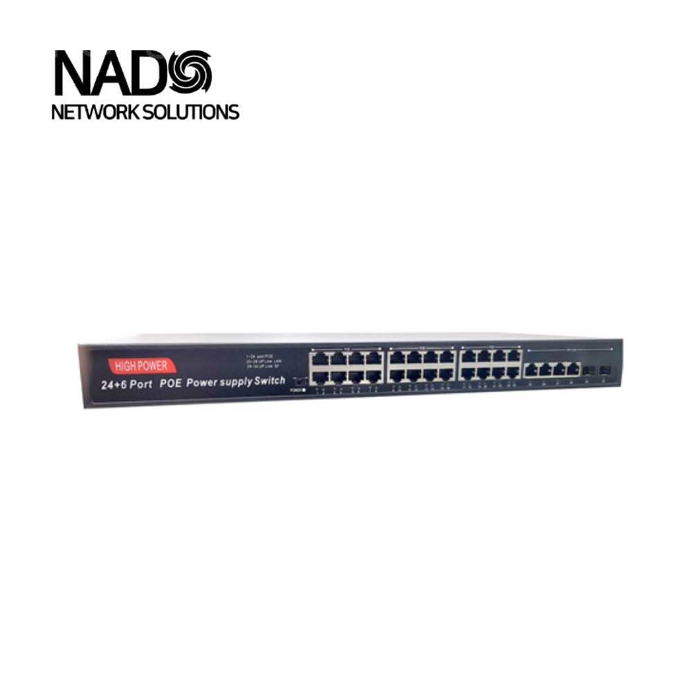 나도네트웍스 기가 POE 24포트 + SFP 2포트 + UP 4포트 스위치 허브 NADO-24L-POE