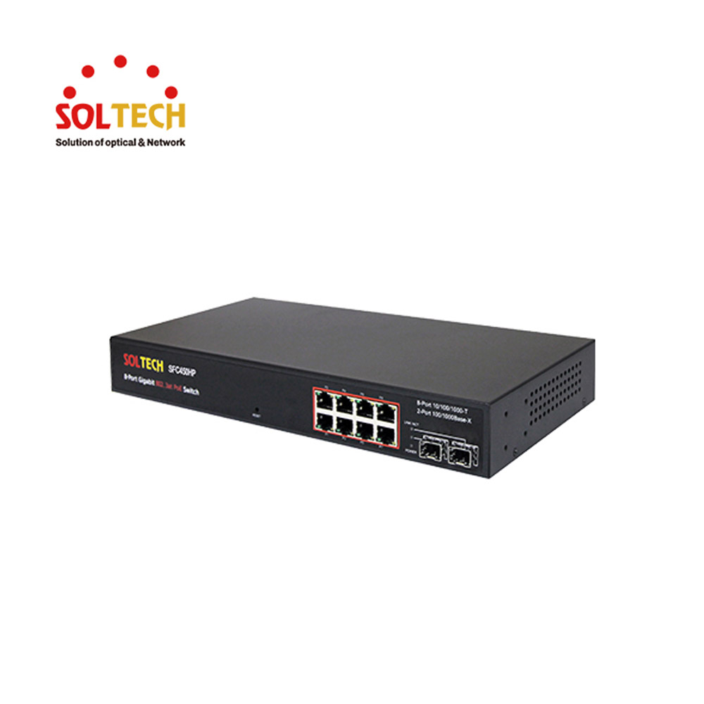 솔텍 L2 1G POE 8포트 + 1G SFP 2슬롯 S-RING 광 스위치 허브 SFC450HP