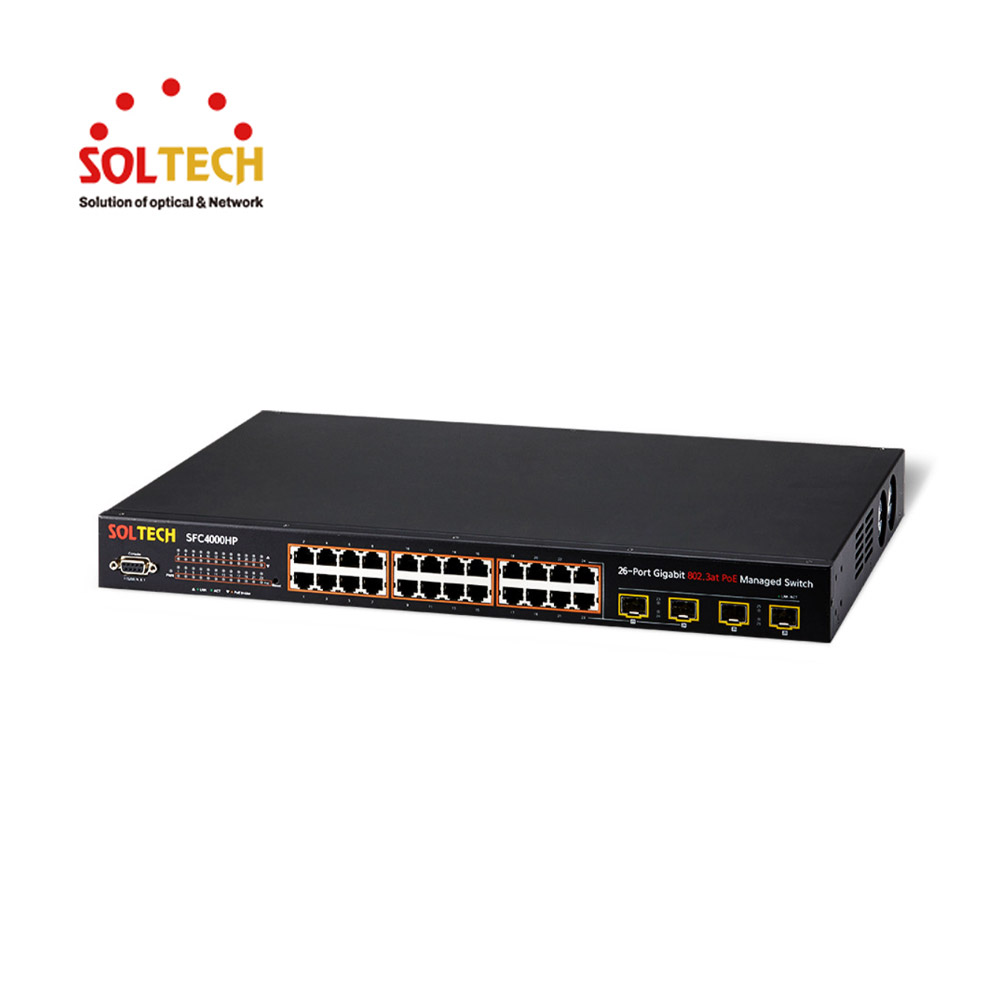 솔텍 L2 1G POE 24포트 + 1G SFP 4슬롯 광 스위치 허브 SFC4000HP-V3