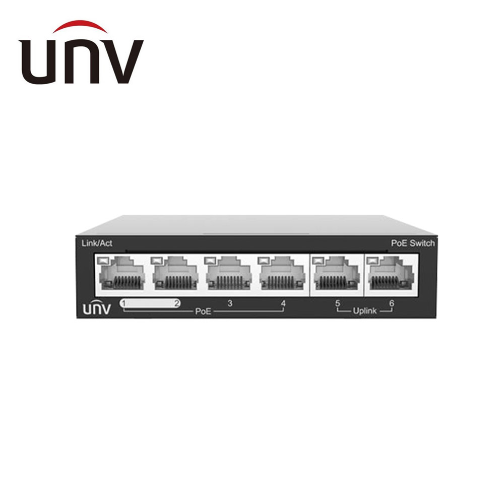 유니뷰 CCTV 부자재 POE 4포트 + UP 2포트  스위치 허브 최대60W NSW2020-6T-POE-IN