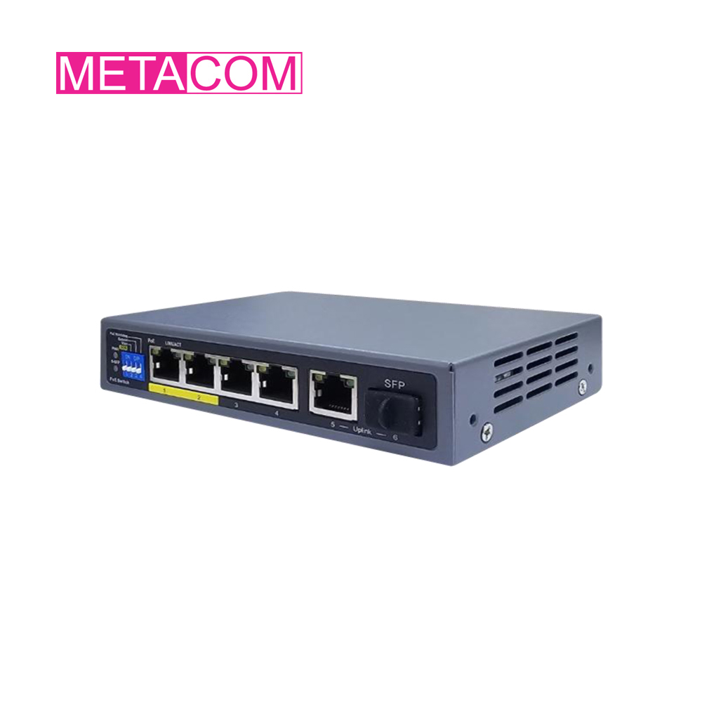 메타콤 1G POE 4포트 + TP/SFP 2포트 60W 스위치허브 MTH-G0411P-60