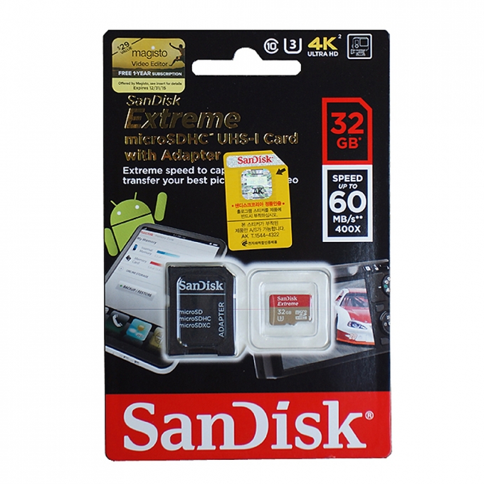 샌디스크 microSDXC Class10 Extreme UHS-I 400X 60MB/s [정품,32G]