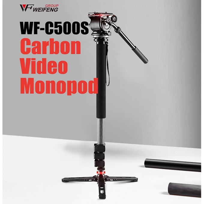 WF-C500S 비디오 캠코더 DSLR 카본 프로 모노포드 유압식 360도 팬 틸트 헤드 2IN1  Weifeng