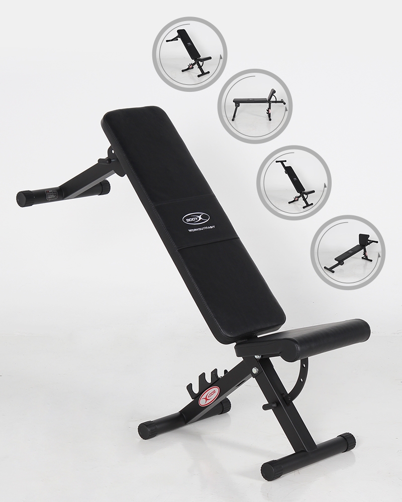 [바디엑스] 멀티벤치 BK-Q2 블랙 (인클라인,플랫,싯업,디클라인)