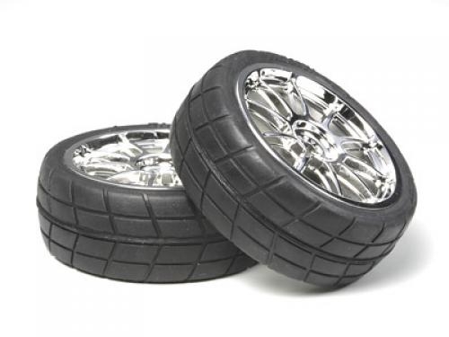 [53956] 10 Spoke Metal Plated Wheels - W/Cemented Radial Tires