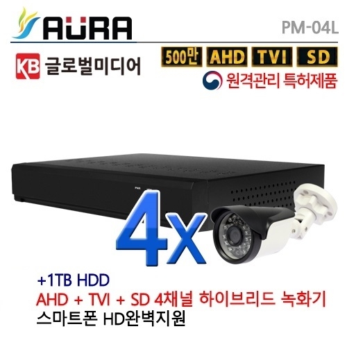 PM-04L [1TB 포함] [AHD 400만 & 500만 적외선] CCTV 4세트 풀패키지
