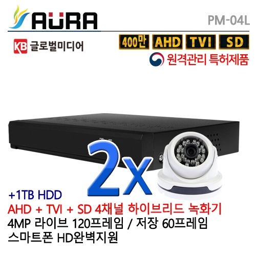 PM-04L [1TB 포함] [AHD 400만 & 500만 돔적외선] CCTV 2세트