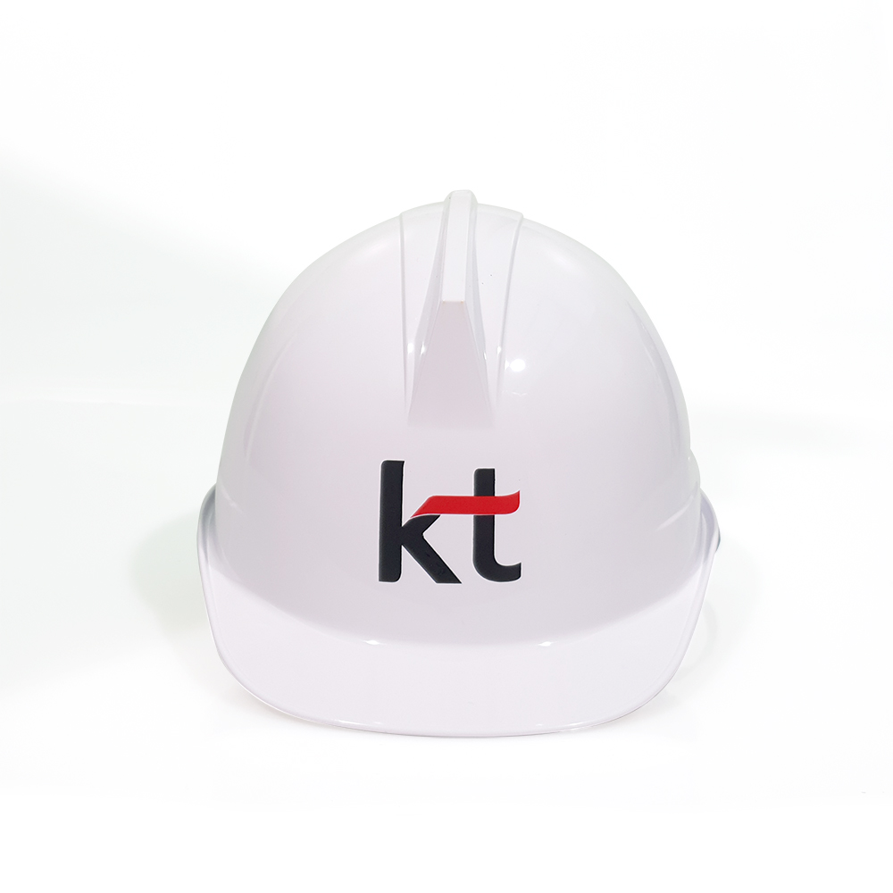 안전모(흰색) 투구형 KT 로고인쇄 신형 고급형