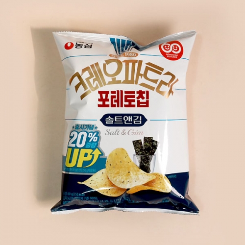 농심 크레오파트라 포테토칩 솔트앤김 60gX16개(1박스)