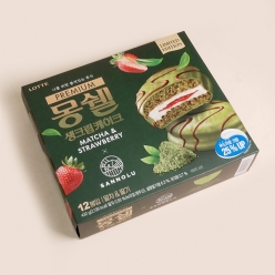 롯데 프리미엄 몽쉘 생크림케이크 말차 앤 딸기 432gX8개(1박스)