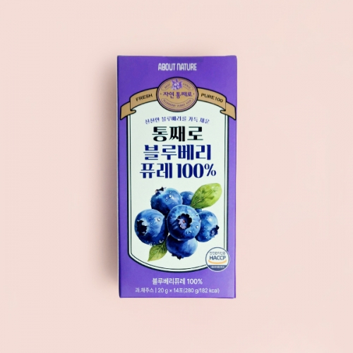 어바웃 네이쳐 통째로 블루베리 퓨레 100% 280g(20gX14포) 1곽