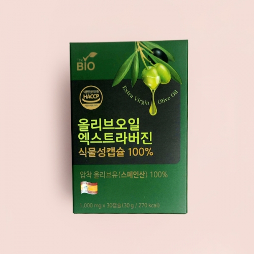 바이오 올리브오일 엑스트라버진 식물성캡슐 30g(1000mgX30캡슐) 1곽