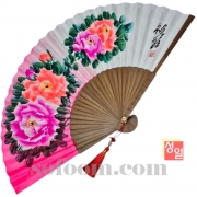 n1879 29cm보카시목단그림한지부채