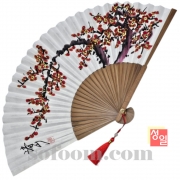 n2738 29cm 홍매화그림한지부채
