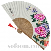 n4869 29cm 목단그림한지부채