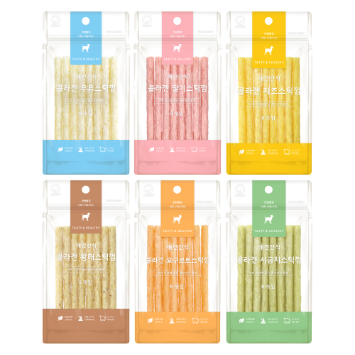 콜라겐 스틱껌 8개입 6종 세트 강아지간식