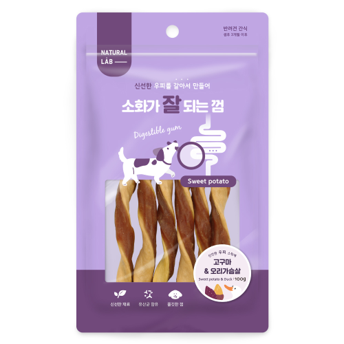 네츄럴랩 소화가 잘되는 강아지 껌 고구마&오리가슴살 100g