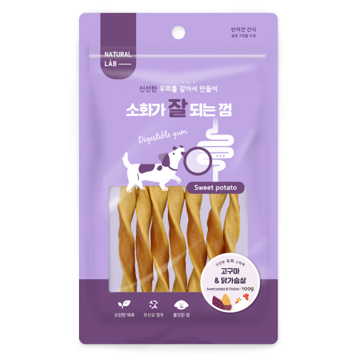네츄럴랩 소화가 잘되는 강아지 껌 고구마&닭가슴살 100g