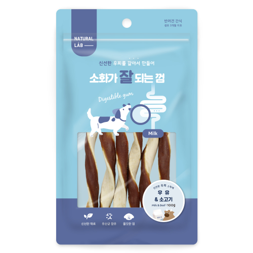 네츄럴랩 소화가 잘되는 강아지 껌 우유&소고기 100g