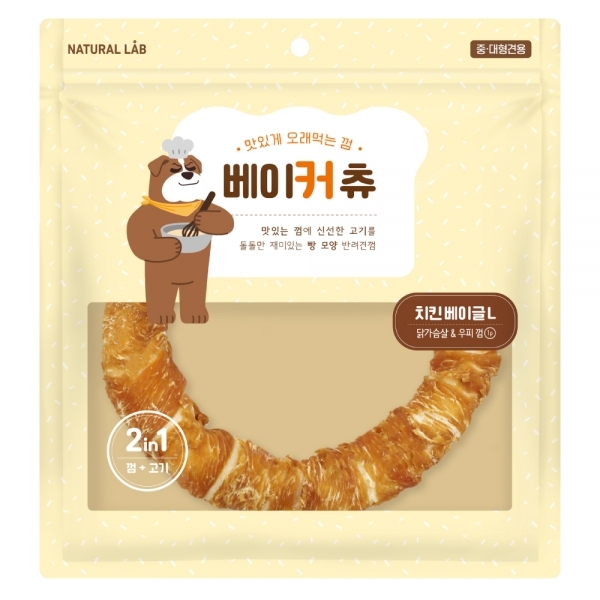 베이커츄 대형견 간식 치킨 베이글 L 1P 190g
