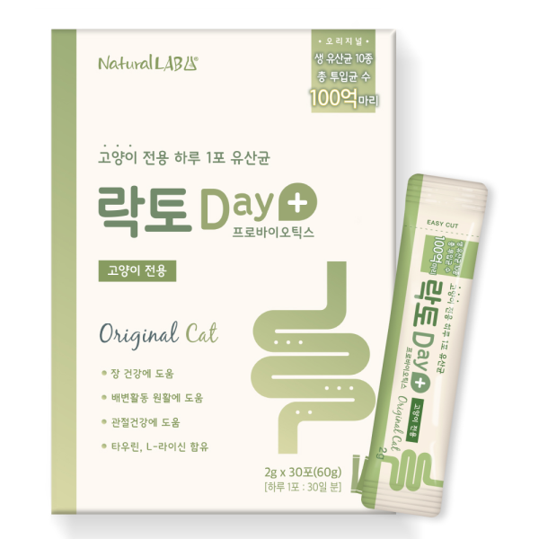 락토데이 고양이 유산균 100억 프로바이오틱스 30포
