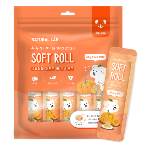네츄럴랩 소프트 롤 호박 샌드 강아지 200g