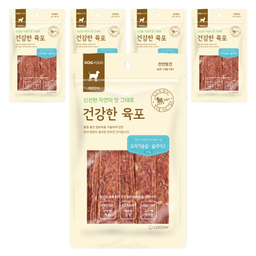 건강한육포 강아지간식 오리가슴살 슬라이스 100g X 5개