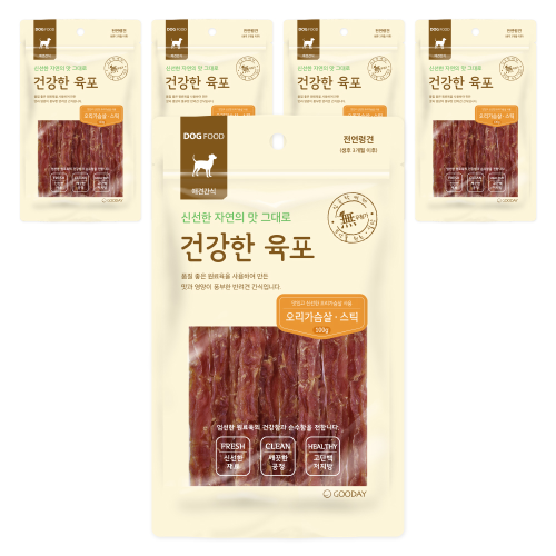 건강한육포 강아지간식 오리가슴살 스틱 100g X 5개