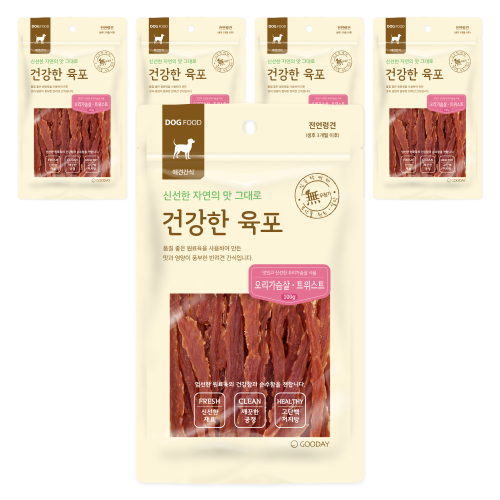 건강한육포 강아지간식 오리가슴살 트위스트 100g x 5개