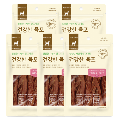 건강한육포 강아지간식 오리가슴살 트위스트 100g x 5개