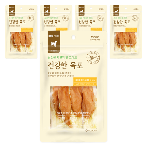 건강한육포 강아지간식 토끼귀 닭가슴살말이 80g x 5개