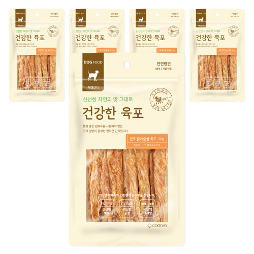 건강한육포 건조 닭가슴살 육포 100g x 5개
